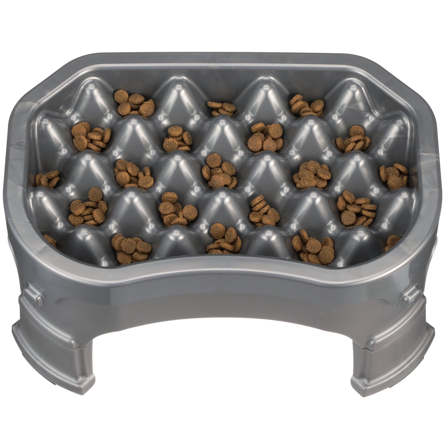 Raised Neater Slow Feeder - Elevated & Adjustable Feeding Height - Improves Digestion, Stops Obesity, and Slows down Eating, 6 Cups, Gunmetal
