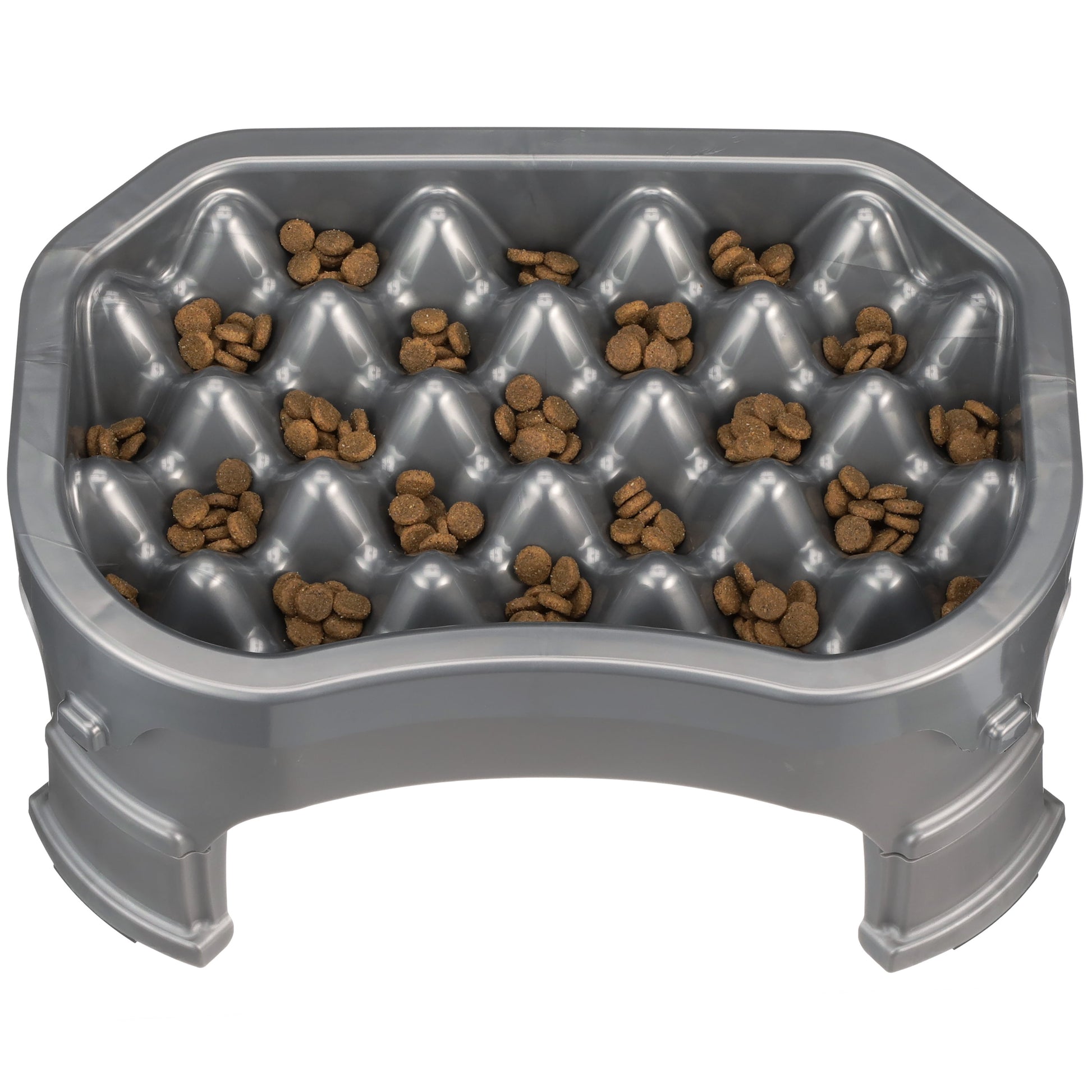 Raised Neater Slow Feeder - Elevated & Adjustable Feeding Height - Improves Digestion, Stops Obesity, and Slows down Eating, 6 Cups, Gunmetal